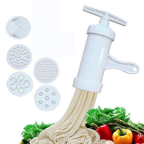 Manual Noodle Maker Press Pasta Maker Machine Crank Cutter Cookware With 5 Pressing Molds Making Spaghetti Kitchen Cooking Tools