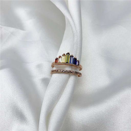 Rainbow microdiamond ring ring