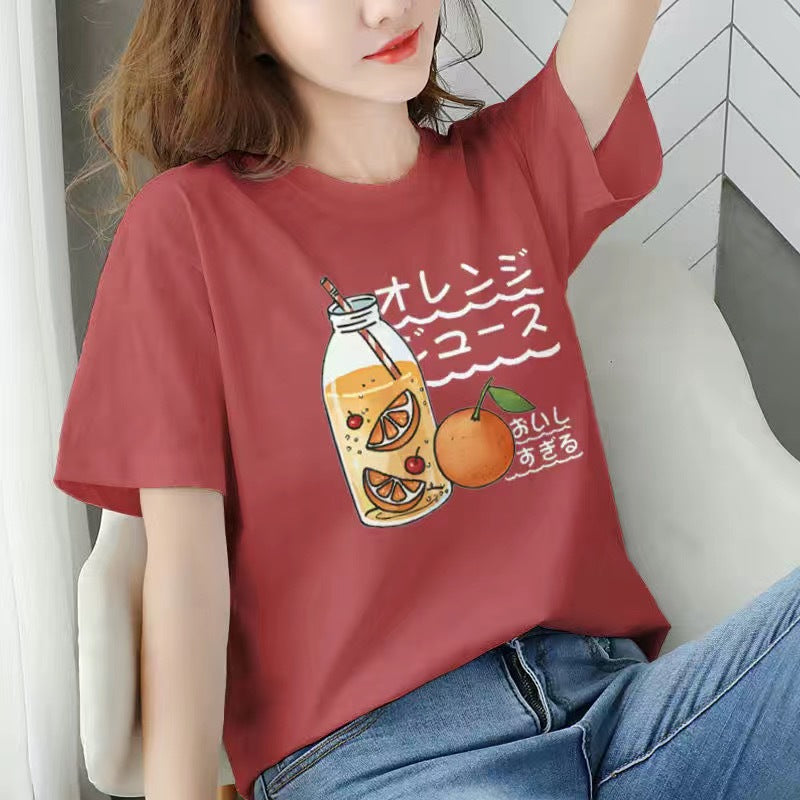 Women's printed loose and thin T-shirt top