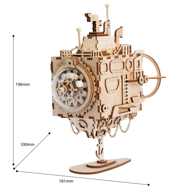 Robotime ROKR Robot Steampunk Music Box 3D Wooden Puzzle Assembled Model Building Kit Toys For Children Birthday Gift