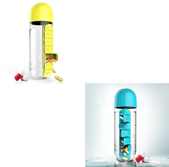 Direct Selling Two-In-One Water Cup Pill Box 7-Day Pill Box 7 Grids Outdoor Easy To Carry Water Bottle One Week With Pill Box Cup