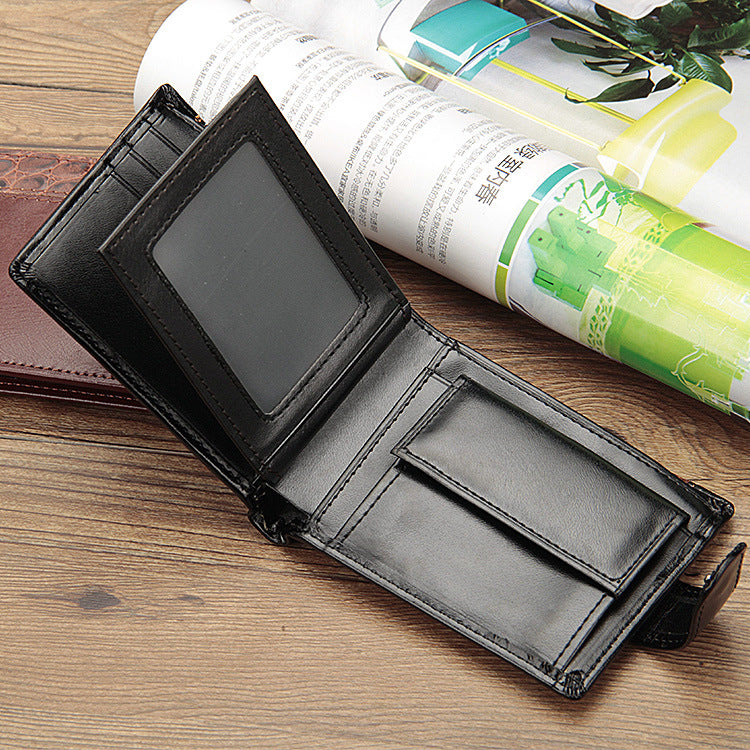 Casual men's wallet short paragraph leather buckle buckle US dollar package cross section wallet