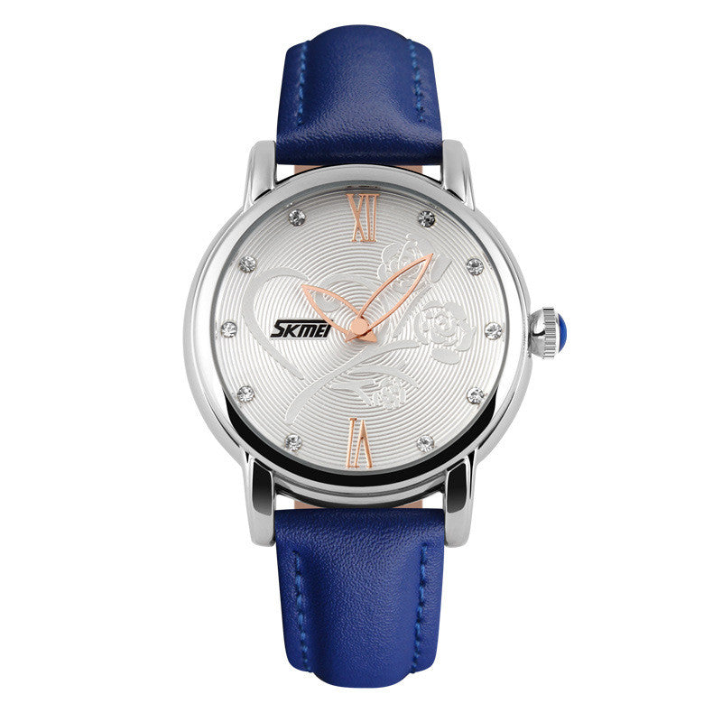 Leather waterproof ladies watch