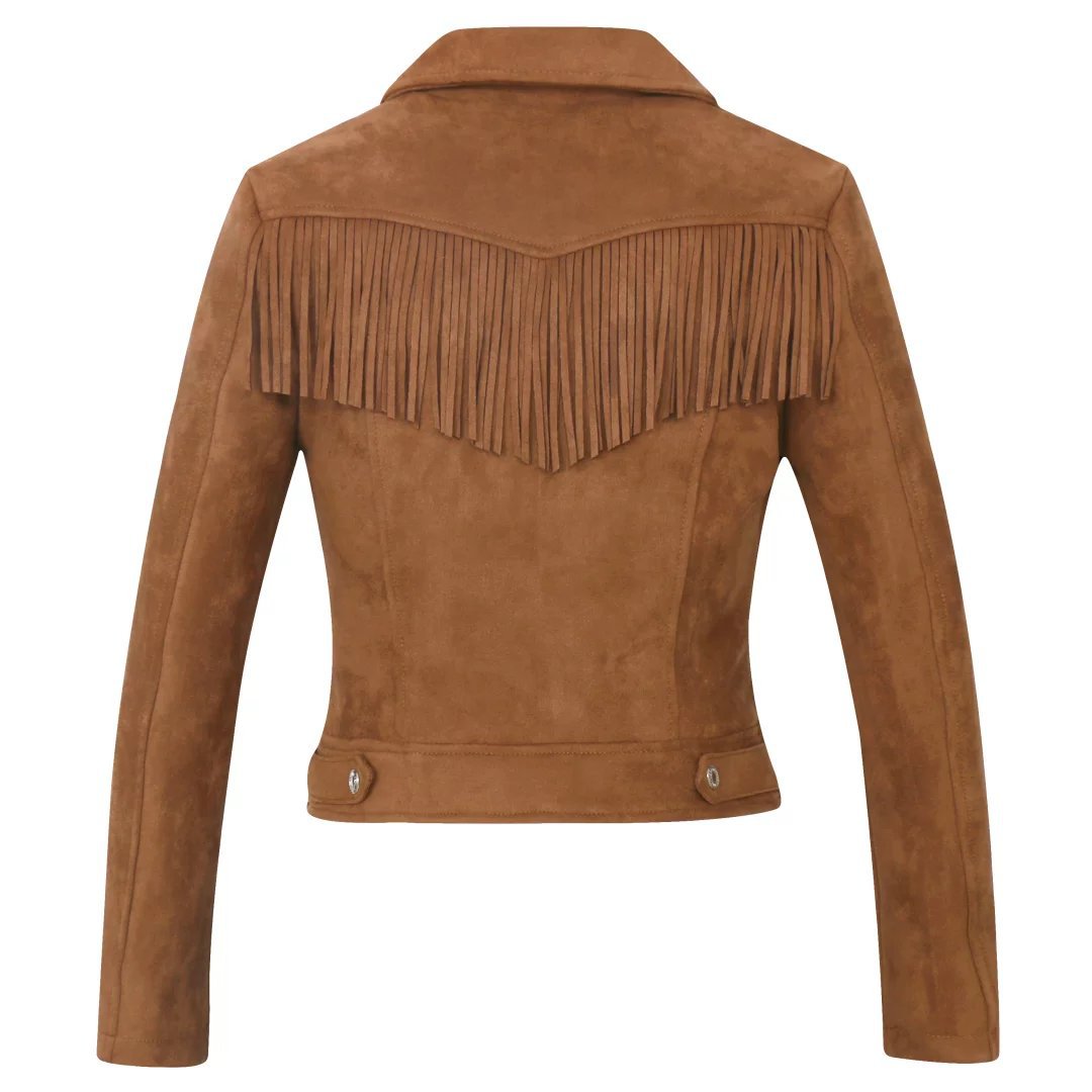 Factory direct selling women\'s jacket autumn and winter European and American women\'s Lapel tassel suede coat leather jacket women\'s short