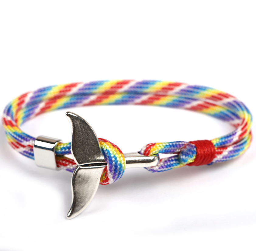 Anchor whale tail umbrella rope handmade couple bracelet