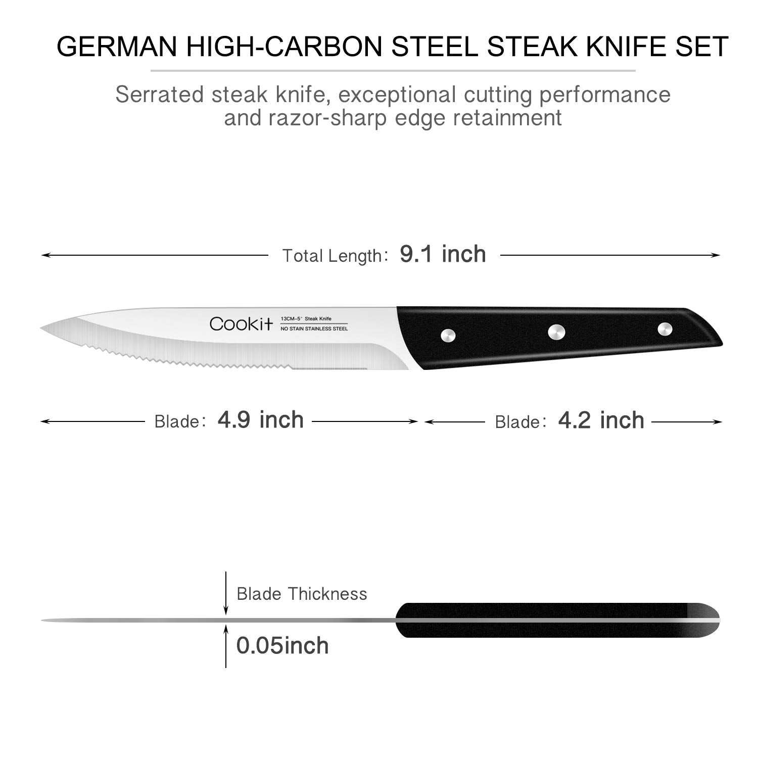 Steak Knife, 8Pcs Steak Knife Set Stainless Steel Serrated Steak Knife Dinner Knife for Home Amazon Platform Banned