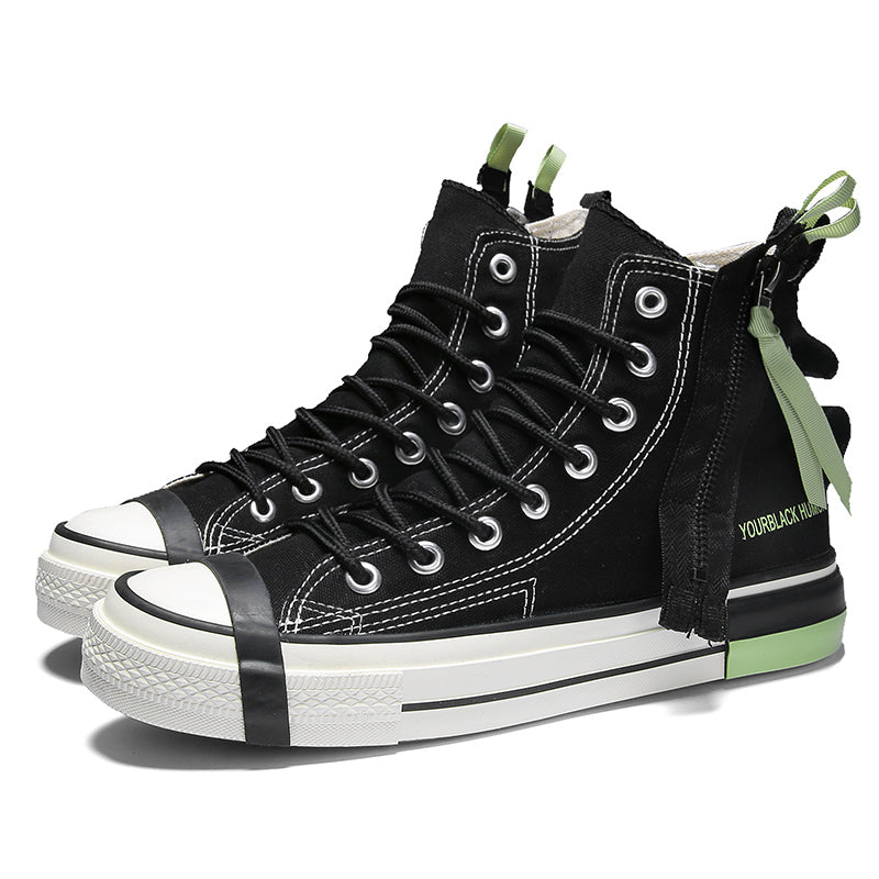 Men High Top Zipper Canvas Shoes