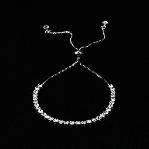 Rinhoo Charm Solid Silver Color Crystal Rhinestone Bangle Bracelets Jewelry For Women Lady Wedding Bride Party Gift