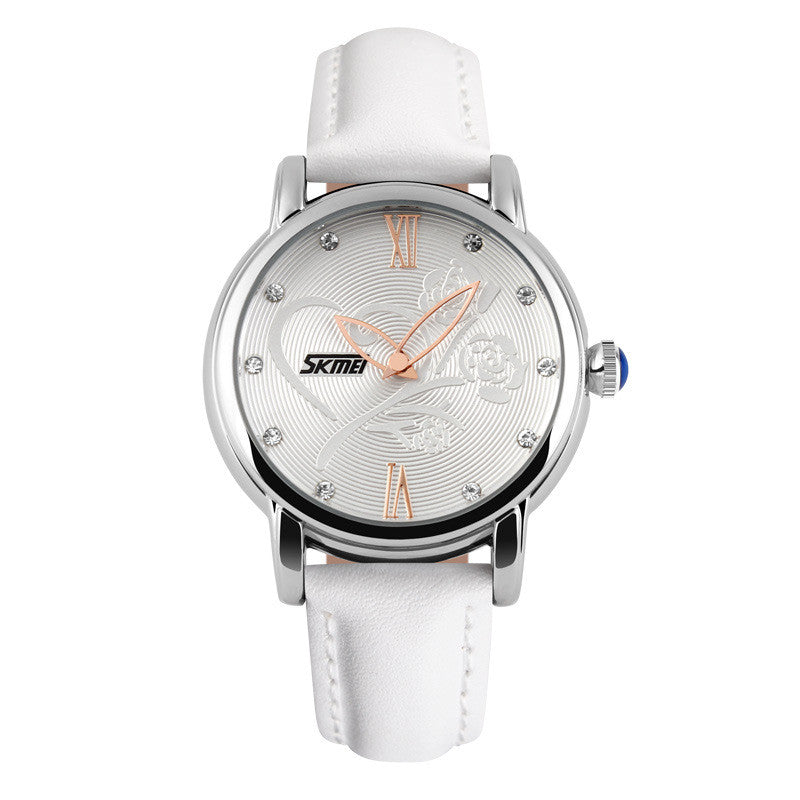 Leather waterproof ladies watch