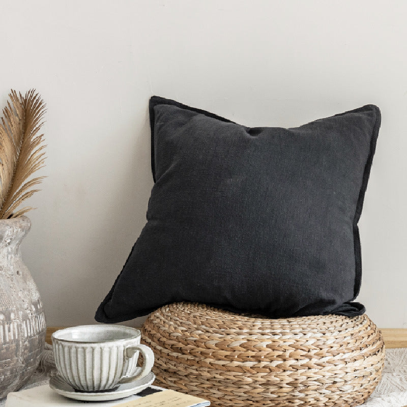 Simple Plain Linen Square Cushion Pillow Waist