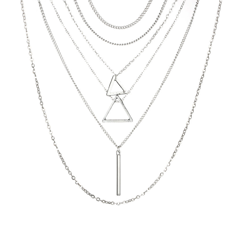 Triangle Bar Pendant Multilayer Women's Necklace