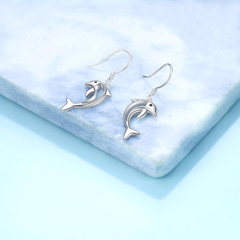 Dolphin Sterling Silver Earrings Hypoallergenic Jewellery for Her Drop Ear Pendent for Women