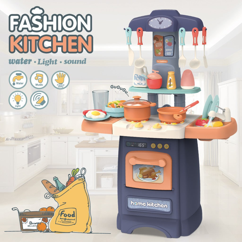 Role Play Kids Kitchen Playset With Real Cooking And Water Boiling Sounds