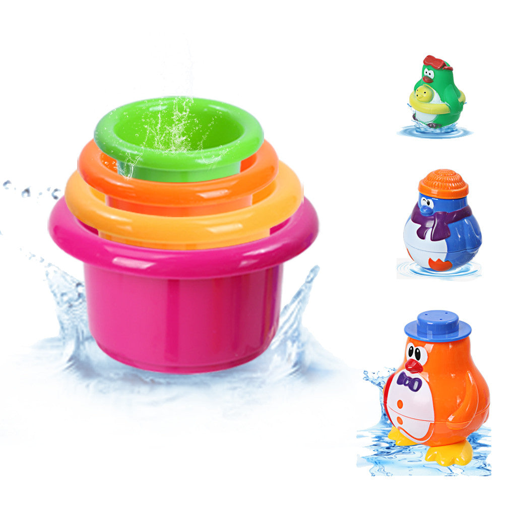 Stack Cup Sea Animal Spray Bath Toy Indoor Outdoor Beach Tub Fun Water Toy