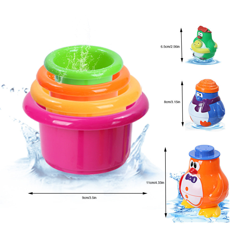 Stack Cup Sea Animal Spray Bath Toy Indoor Outdoor Beach Tub Fun Water Toy