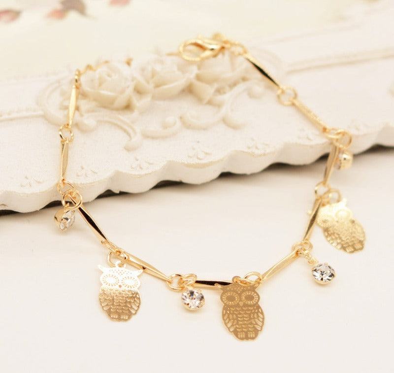 Ethnic Style Golden Owl Tassel Bracelet