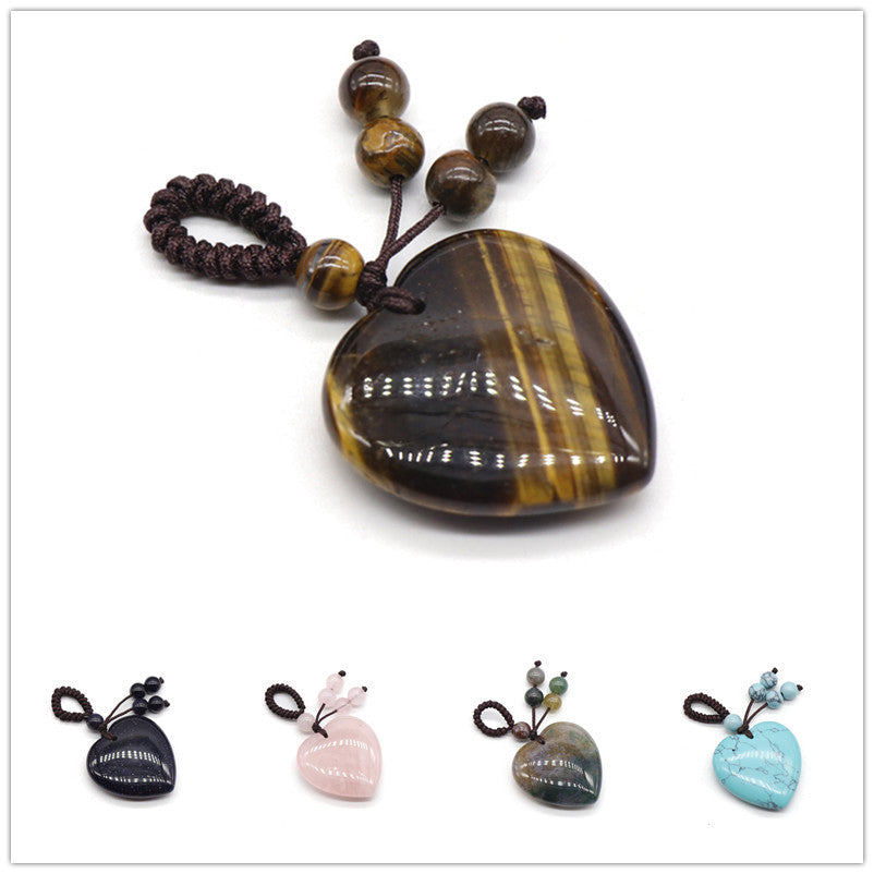 Various natural stone heart pendants