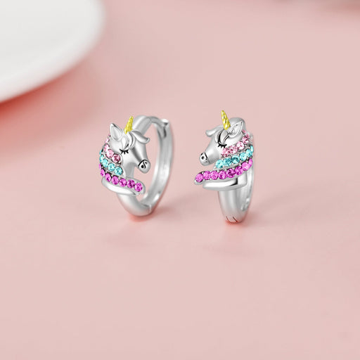 Sterling Silver Unicorn Hoop Earrings Unicorn Jewelry Birthday Gifts for Women Her Daughter