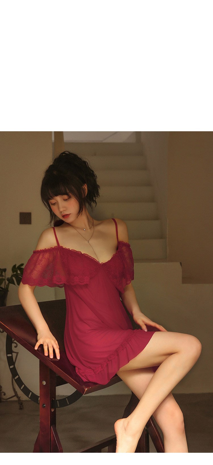 Sexy Nightdress Female Net Yarn Sexy Tease Suspender Pajamas Dress