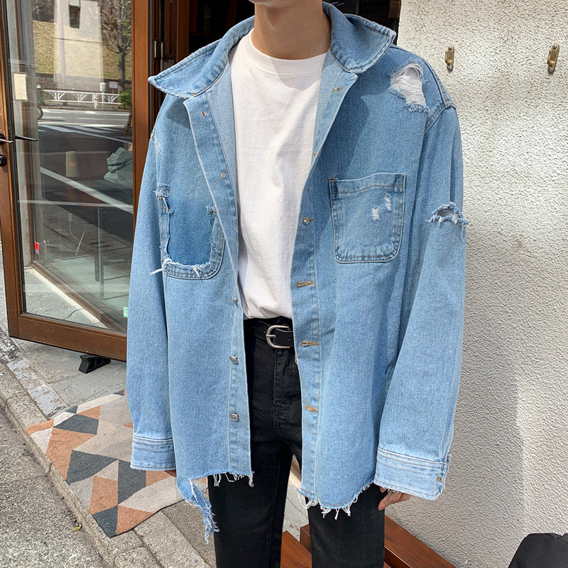 Teen Loose Casual Handsome Ripped Jacket