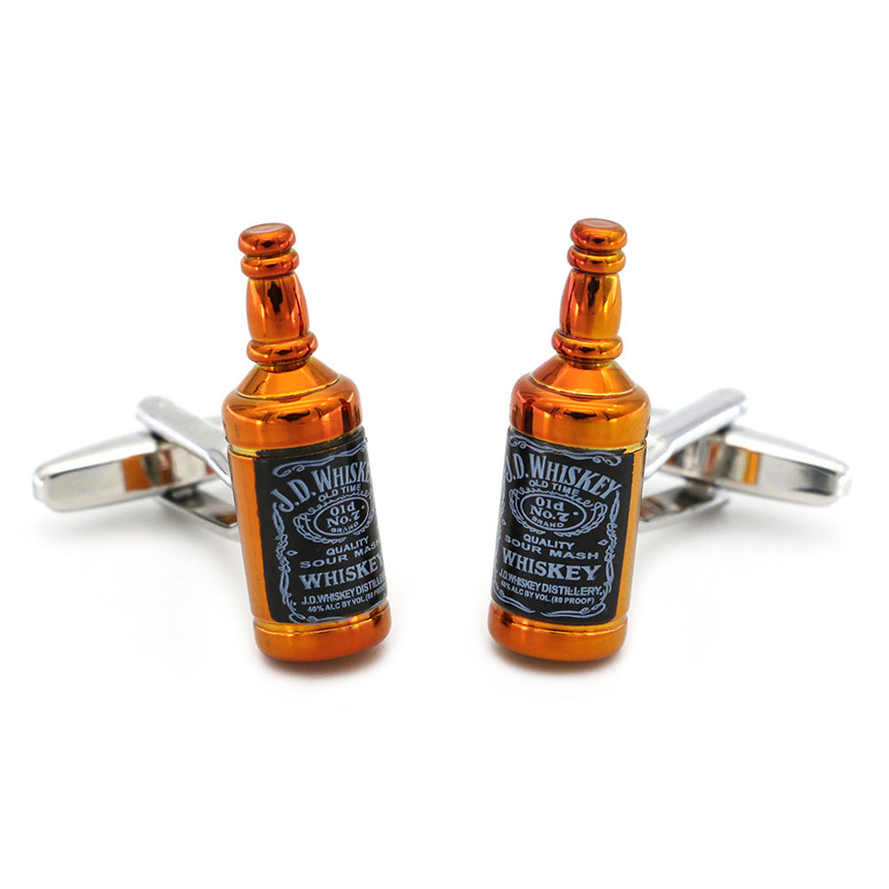 Whiskey Bottle Cufflinks French Shirt Cuff Studs Men