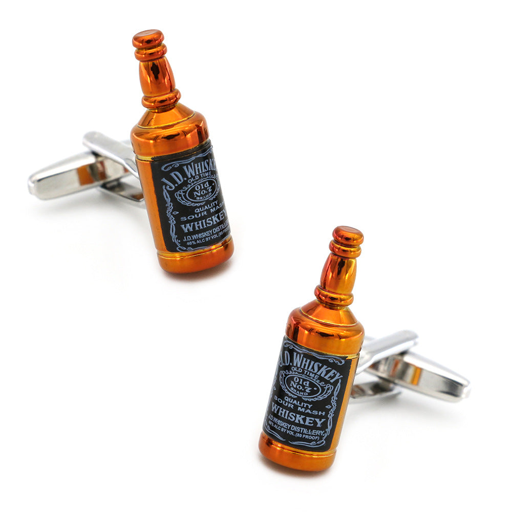 Whiskey Bottle Cufflinks French Shirt Cuff Studs Men