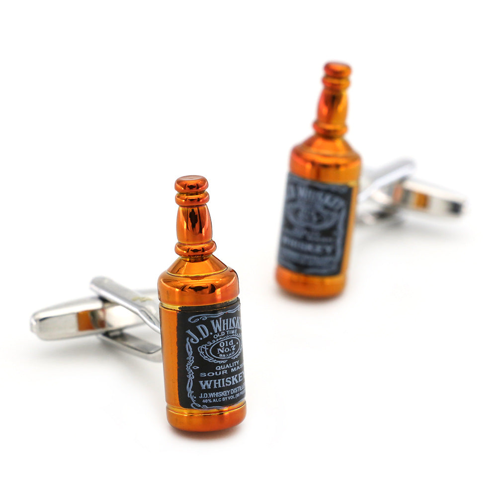 Whiskey Bottle Cufflinks French Shirt Cuff Studs Men