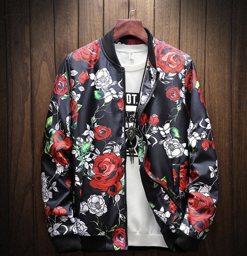 Fashion Printed Men's Casual Stand Collar Jacket