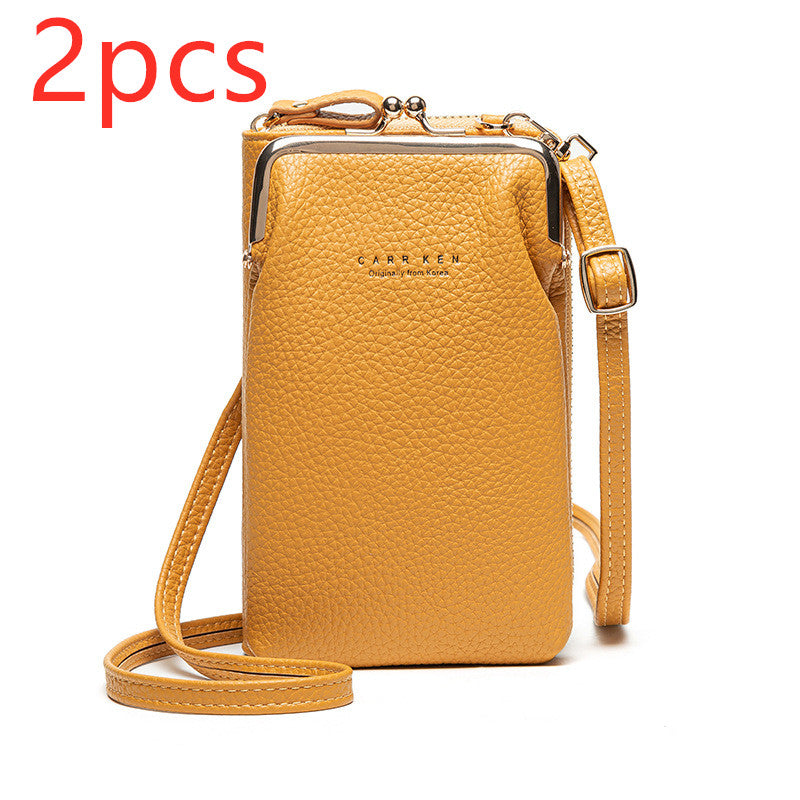 Fashion Lychee Pattern Solid Color Diagonal Shoulder Bag