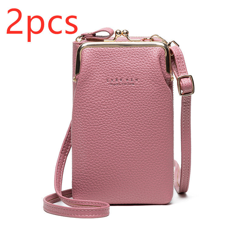 Fashion Lychee Pattern Solid Color Diagonal Shoulder Bag