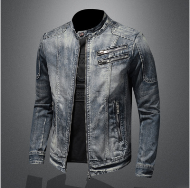 Men's Fashion Stand Collar Zip Embellished Jacket