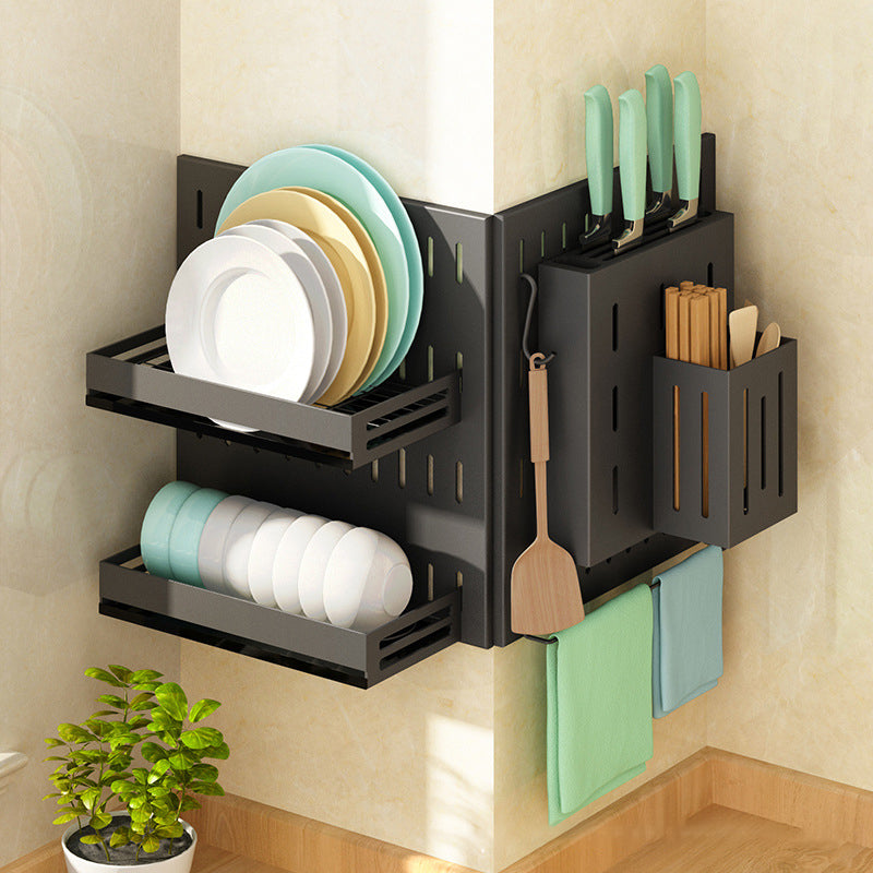 A Complete Set Of Shelves For Wall Mounted Storage Of Kitchenware