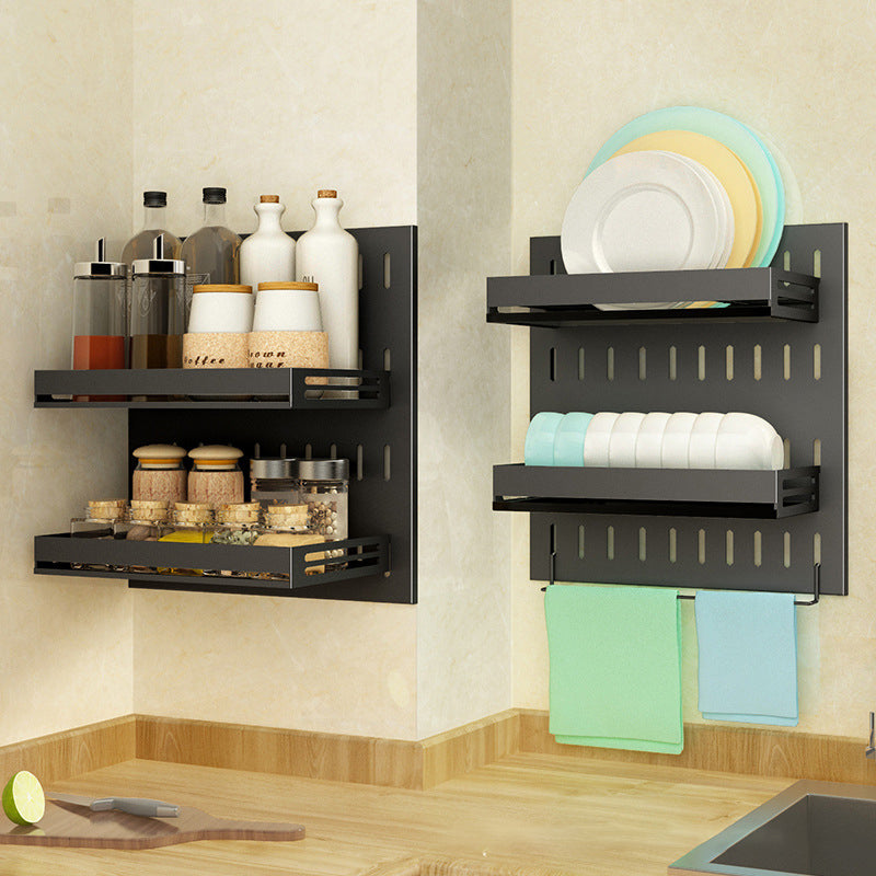 A Complete Set Of Shelves For Wall Mounted Storage Of Kitchenware