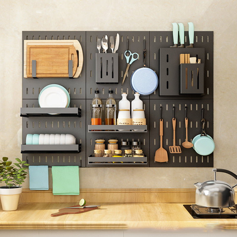 A Complete Set Of Shelves For Wall Mounted Storage Of Kitchenware