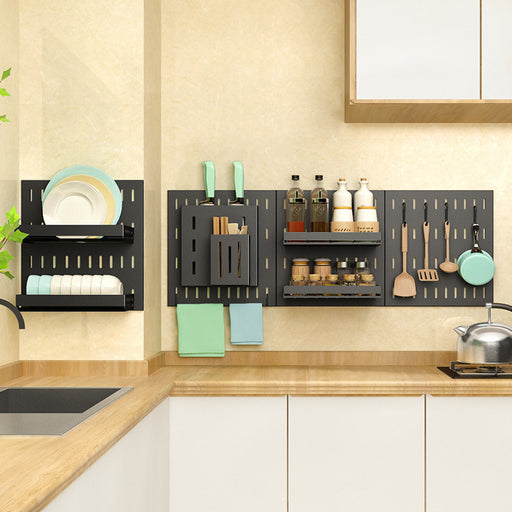 A Complete Set Of Shelves For Wall Mounted Storage Of Kitchenware