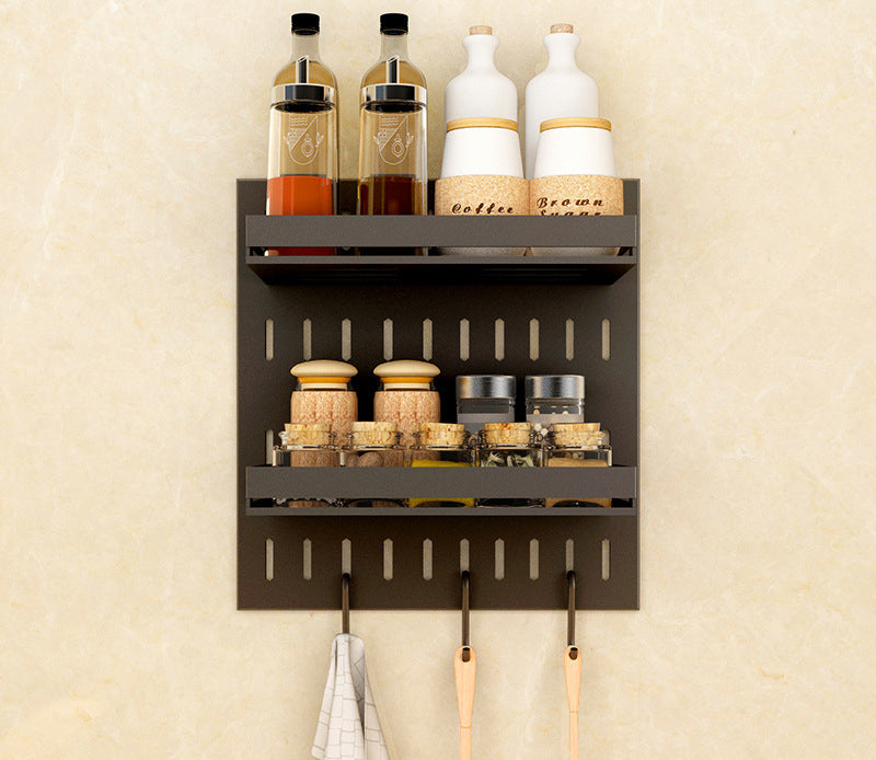 A Complete Set Of Shelves For Wall Mounted Storage Of Kitchenware