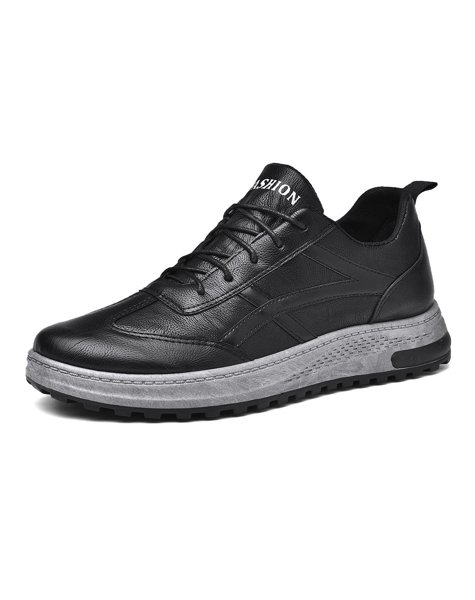 Casual Black Low-Top Men'S Leather Shoes