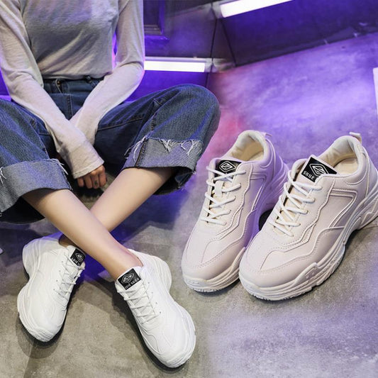 Spring Heightening Sneakers Thick-Soled All-Match White Shoes