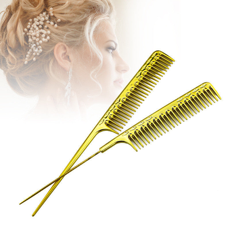 Electroplated Golden Hair Comb Professional Hairdresser Hair Salon Styling High Temperature Comb