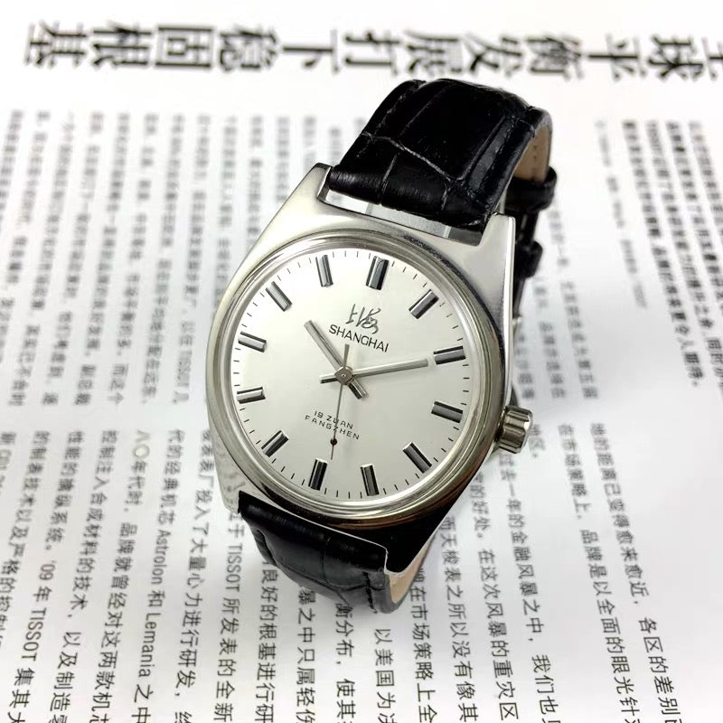 Old Shanghai Watch Men'S Mechanical Watch 7120 Manual Winding Retro Stainless Steel Shockproof Collection