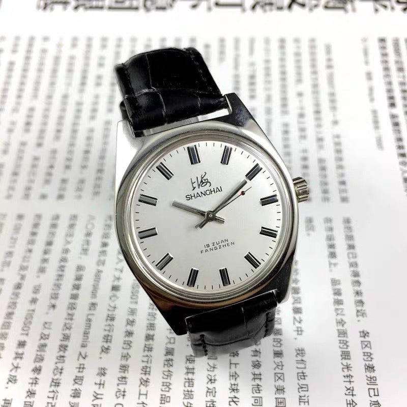 Old Shanghai Watch Men'S Mechanical Watch 7120 Manual Winding Retro Stainless Steel Shockproof Collection