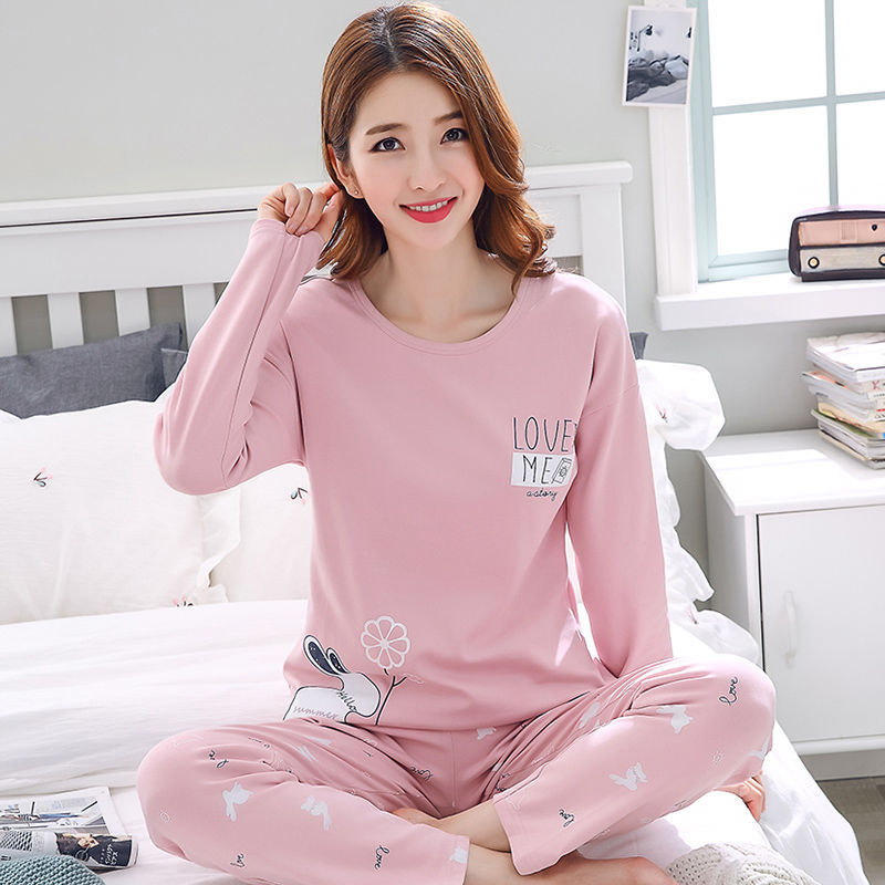 Spring And Autumn Pajamas Women\'S Long Sleeve Pure Cotton Leisure Home Clothes