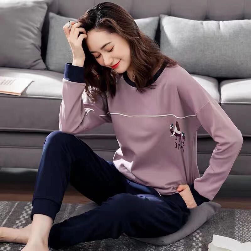 Spring And Autumn Pajamas Women\'S Long Sleeve Pure Cotton Leisure Home Clothes