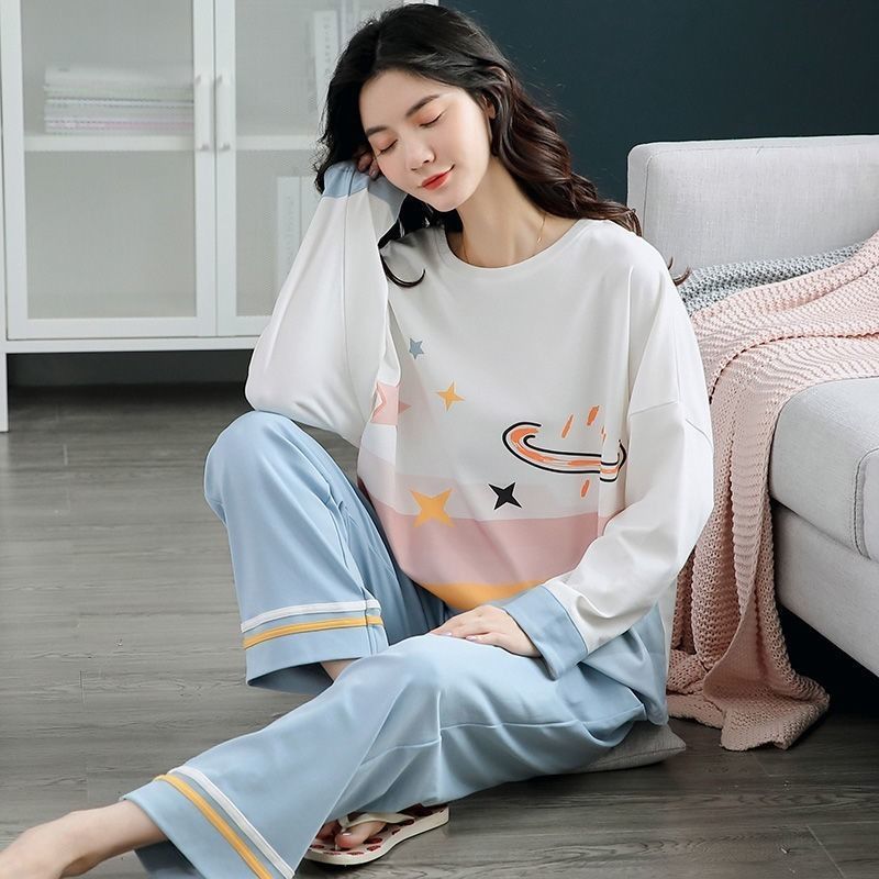 Spring And Autumn Pajamas Women\'S Long Sleeve Pure Cotton Leisure Home Clothes