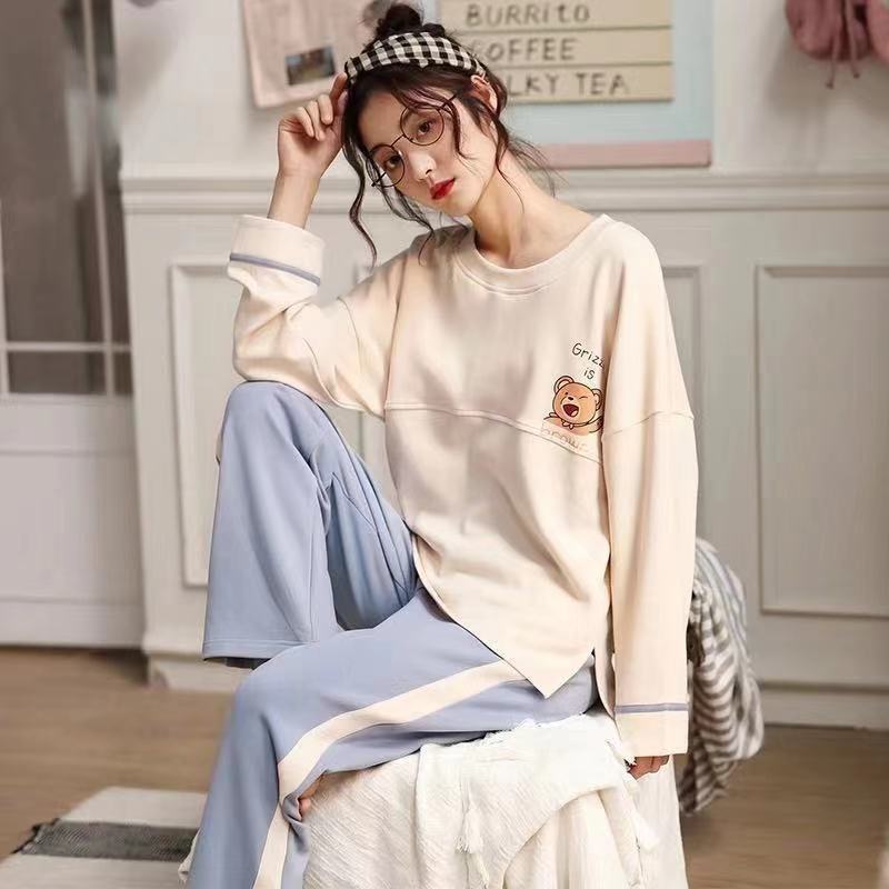 Spring And Autumn Pajamas Women\'S Long Sleeve Pure Cotton Leisure Home Clothes