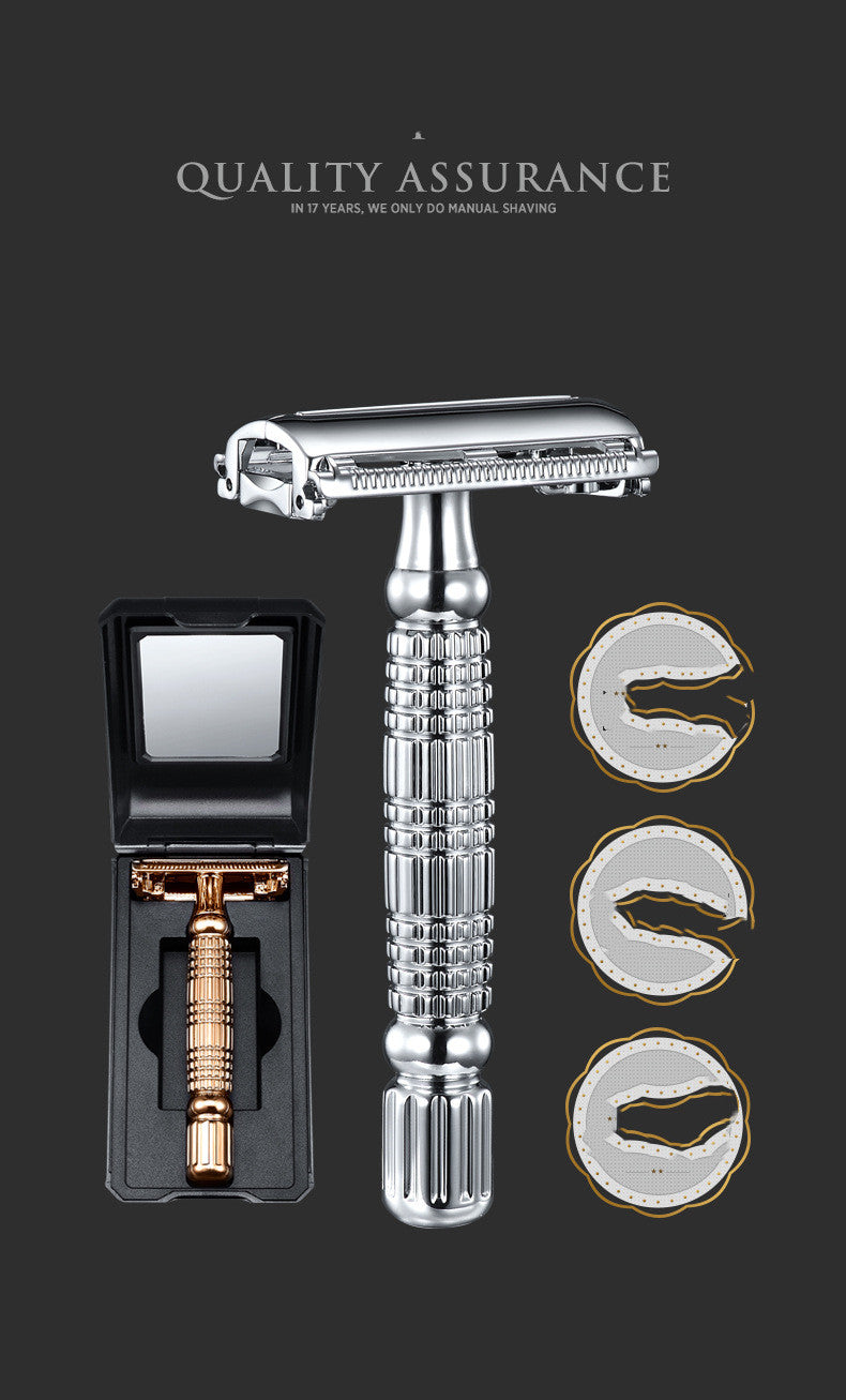 Men's Manual Razor Old-fashioned Beard Shaver Razor Holder Double-sided Blade Type