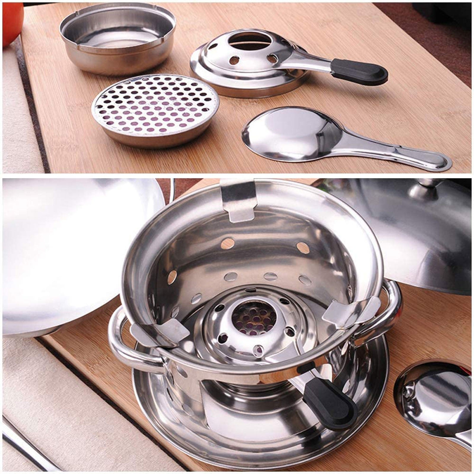 Portable Stainless Steel Alcohol Stove Picnic Tea Stove Outdoor Mini Stove Liquid Windproof Stove