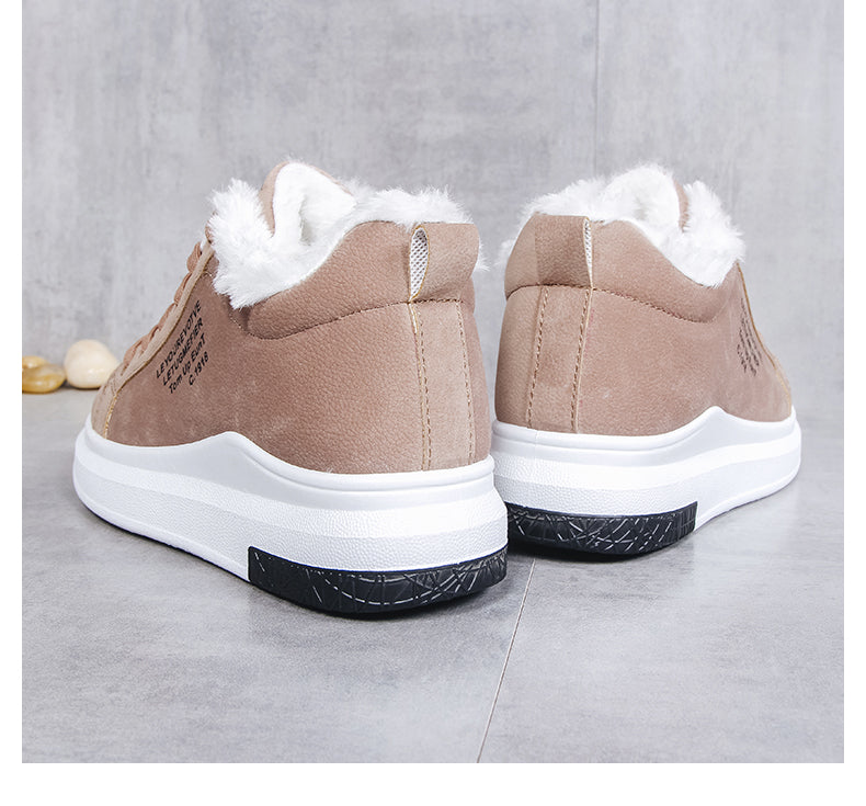 Little Girl Plus Plush Warm Winter Shoes New Winter Junior High School Students Leather Leisure Casual Flat Bottom Leisure 2