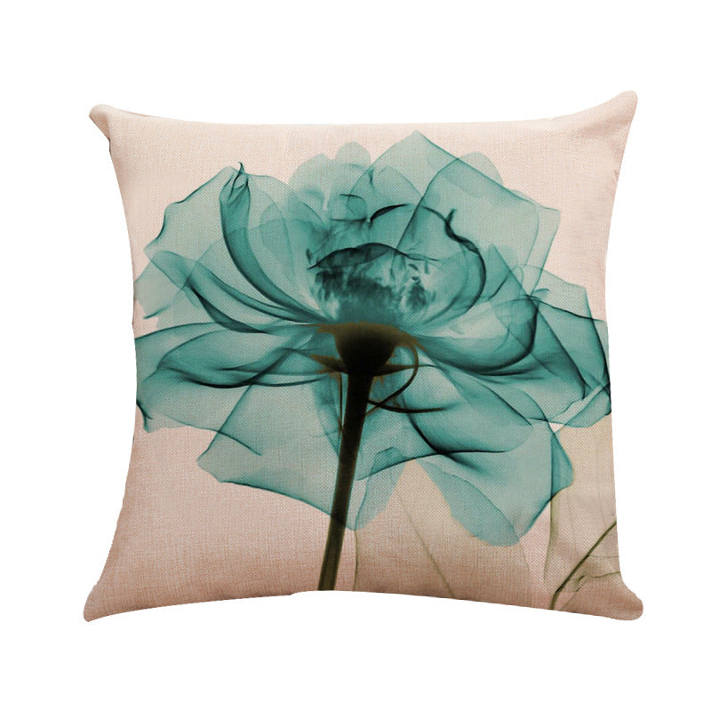 New Modern And Simple Ink Painting Flower Linen Hug Pillowcase Tulip Pillow Cushion Cover Fashionable Home Pillow