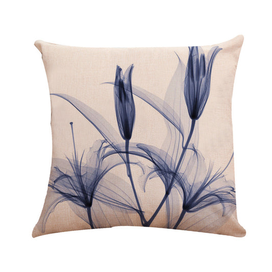 New Modern And Simple Ink Painting Flower Linen Hug Pillowcase Tulip Pillow Cushion Cover Fashionable Home Pillow